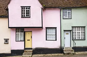 Colorful cottages in a medieval village of Kersey, Suffolk, England