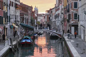 Colorful Evening over the Rio San Barnaba, Venice, Veneto, Italy