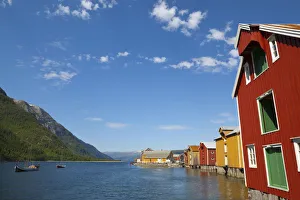 Rorbuer Prints: Colorful Fishing Warehouses, Mosjoen, Nordland, Norway