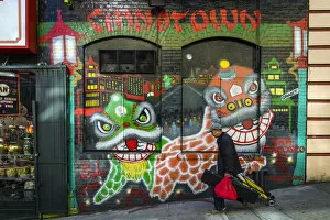 Ethnic Gallery: Colorful graffiti mural arts in Chinatown, San Francisco, California, USA