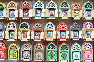 Retail Prints: Colorful handicraft souvenirs, Fez, Morocco