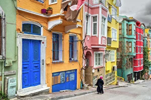 Painted Collection: Colorful houses, Balat district, Istanbul, Turkey