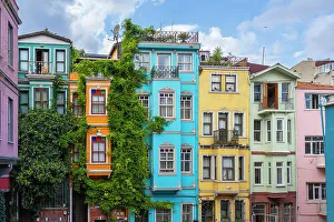 Turkiye Prints: Colorful houses in Balat, Fatih District, Istanbul Province, Turkey