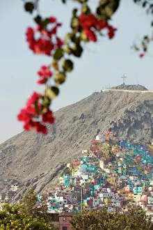 Images Dated 24th August 2022: Colorful houses on the Cerro San Cristobal, Rimac, Lima, Peru. Lima is also known as the 'City of