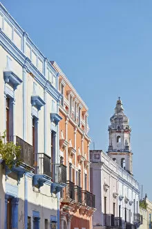 Images Dated 7th June 2022: Colorful houses in colonial architecture on a street in the historic center of Campeche with