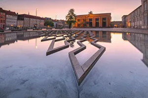 Fountains Prints: Colorful houses at Dusk, Copenhagen, Hovedstaden, Denmark, Northern Europe