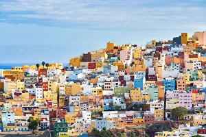 Colorful Houses at Las Palmas. Gran Canaria, Canary Islands, Spain Colorful Houses at Las Palmas. Gran Canaria, Canary Islands, Spain