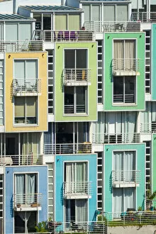 Images Dated 15th March 2022: Colorful modern residential building, Cerro Yungay, Valparaiso, Valparaiso Province