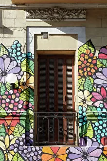 Images Dated 8th November 2022: A colorful mural on the exterior facade of a colonial house in San Telmo, Buenos Aires, Argentina