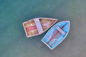 Intimate Landscape Prints: Colorful rowboats at rest, Cape Cod, Chatham, Massachusetts, USA