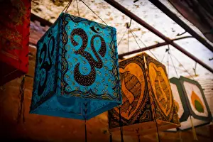 Lantern Prints: Colorful traditional paper lanterns in Kathmandu alleys, Kathmandu, Nepal
