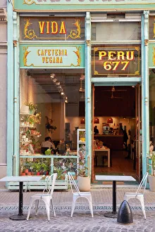 San Telmo Prints: A colorful vegan cafe in the San Telmo district, Buenos Aires, Argentina