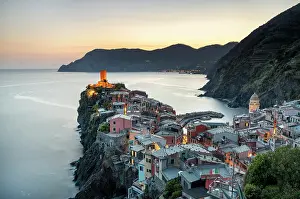 Vernazza Prints: The colorful village of Vernazza at sunset