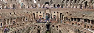 The Colosseum or Coliseum. The construction began under the emperor Vespasian in 70 AD