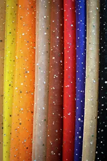 Doha Prints: Colouful fabrics for sale in the Souq Waqif, Doha, Qatar