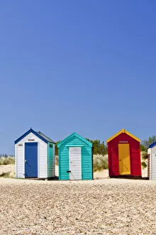Suffolk Prints: Colourful Beach Huts, Southwold, Suffolk, England