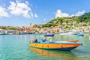 Images Dated 5th April 2023: Colourful boats, St Georges Harbour, St Georges, Grenada, Caribbean