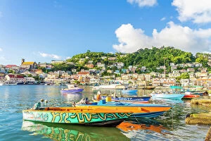 Images Dated 5th April 2023: Colourful boats, St Georges Harbour, St Georges, Grenada, Caribbean