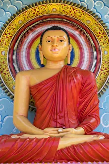 Sri Lanka Prints: Colourful Buddha Statue, Mirrisa, South Coast, Sri Lanka