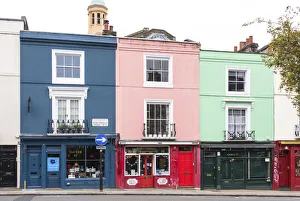 Notting Hill Prints: Colourful buildings on Portobello Road, Notting Hill, London, England