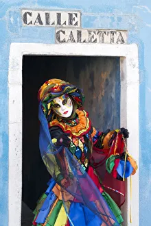 Woman Gallery: Colourful costume worn during the Venice Carnival on the island of Burano, Venice