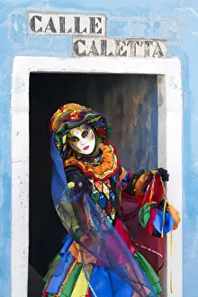 Celebration Prints: Colourful costume worn during the Venice Carnival on the island of Burano, Venice