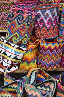 Fabric Prints: Colourful crafts for sale in Chichicastenango, Guatemala, Central America