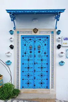 Tunisia Prints: Colourful door, Sidi Bou Said, Tunisia