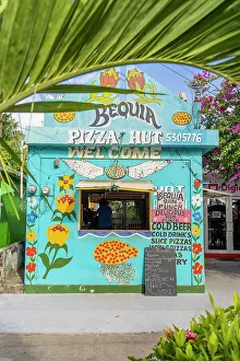 Images Dated 6th April 2023: A colourful facade in Belmont, Bequia Island, Grenadine Islands, Saint Vincent and the Grenadines