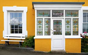 Stained Glass Prints: Colourful facade of Bronwydd, a former Sea Captain's Victorian home in New Quay (Cei Newydd)