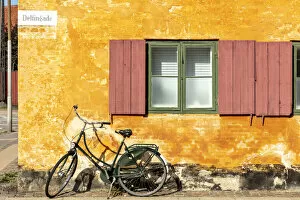 Colourful facade of a residential house, former naval barracks, Nyboder, Copenhagen
