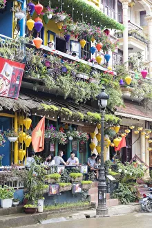 Images Dated 14th December 2017: Colourful facade of a restaurant on the main street in Sapa, Sa Pa District; Lao Cai