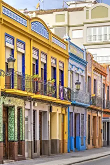 Valencian Prints: Colourful facades of traditional modernism houses in El Cabanyal neighbourhood