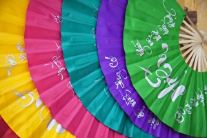 Images Dated 20th April 2014: Colourful fans, Hoi An (UNESCO World Heritage Site), Quang Ham, Vietnam
