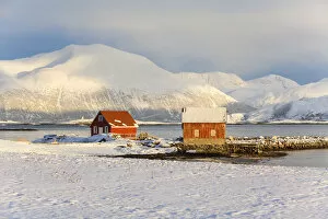 Images Dated 8th May 2013: Colourful fishing huts, Sommarooy, Troms region, Norway