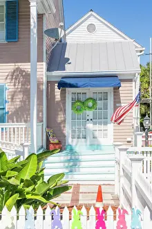Kew West Prints: Colourful house decorated for Easter, Key West, Florida, USA