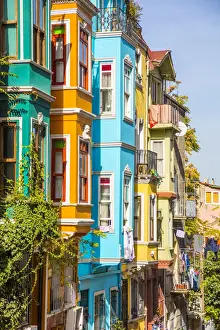 Colourful houses, Balat district, Istanbul, Turkey
