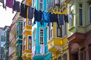 Colourful houses, Balat district, Istanbul, Turkey