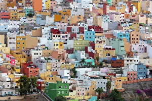 Las Palmas Prints: Colourful houses, Las Palmas de Gran Canaria, Gran Canaria, Canary Islands, Spain