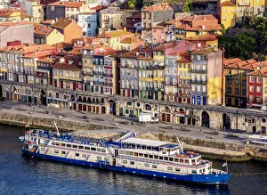 Ribeira Prints: Colourful houses of Ribeira, elevated view, Porto, Portugal