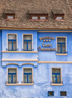Romania Prints: Colourful houses of Sighisoara, Transylvania, Romania