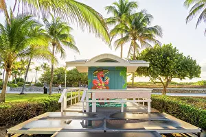 South Beach Prints: Colourful hut, South Beach, Miami, Florida, USA