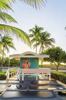 South Beach Prints: Colourful hut, South Beach, Miami, Florida, USA