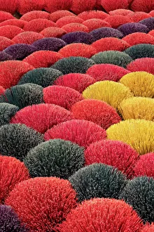 Colourful Incense sticks being dried, Quang Phu Cau village, Hanoi Province, Vietnam