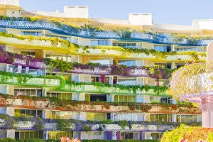Images Dated 3rd March 2022: The colourful Las Boas de Ibiza apertment complex, designed by Jean Nouvel, Marina Ibiza
