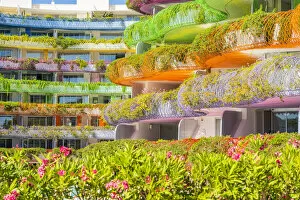Images Dated 3rd March 2022: The colourful Las Boas de Ibiza apertment complex, designed by Jean Nouvel, Marina Ibiza