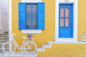 Images Dated 10th January 2023: Colourful local architecture in Halki, Chalki, Dodecanese Islands, Greece