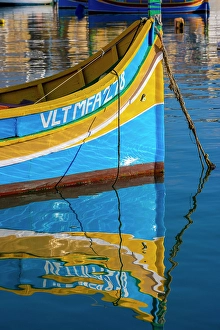 Dghajsa Prints: A Colourful Luzzu with the Eye of Osiris in Marsaxlokk Harbour