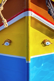 Harbours Prints: A Colourful Luzzu with the Eye of Osiris in Marsaxlokk Harbour