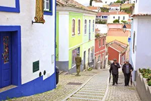 Steps Prints: Colourful Main Street of Monchique, Western Algarve, Algarve, Portugal, Europe